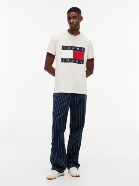 Beige Flag Badge Jersey Crew Neck T-Shirt  Men