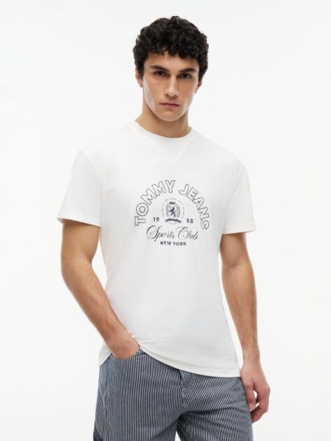 White Crest Logo Peached Jersey T-Shirt  Men