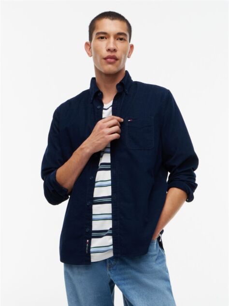 Blue Regular Fit Button-Down Corduroy Shirt  Men