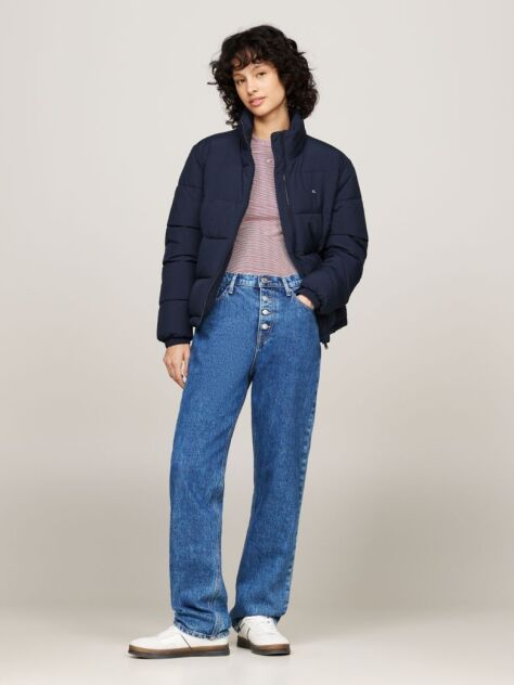 Blue High-Neck Zip-Thru Puffer Jacket  Women