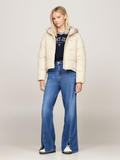 Beige Hooded Zip-Thru Puffer Jacket  Women
