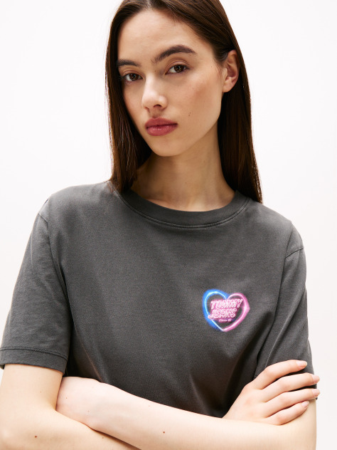 Black Relaxed Neon T-Shirt Extended  Women