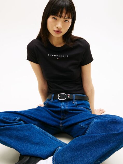 Black Slim Bling Linear Tee  Women