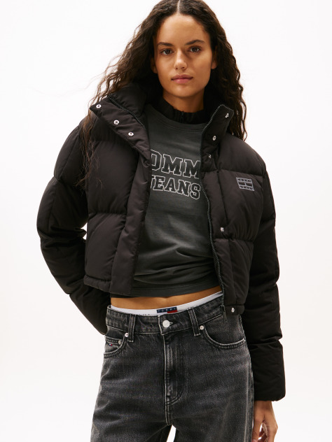 Black Down Cropped Alaska Puffer Jacket  Women