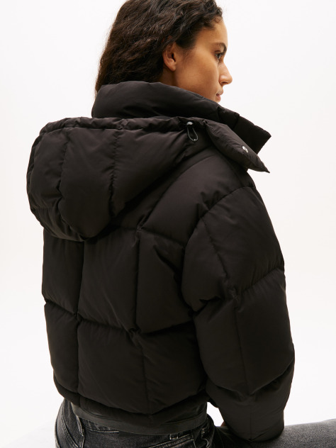 Black Down Cropped Alaska Puffer Jacket  Women