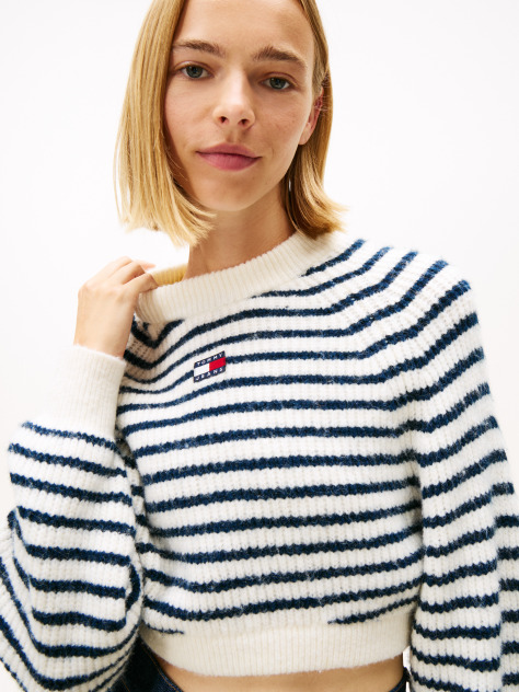 Multi Tommy Badge Boxy Jumper With Wool  Women