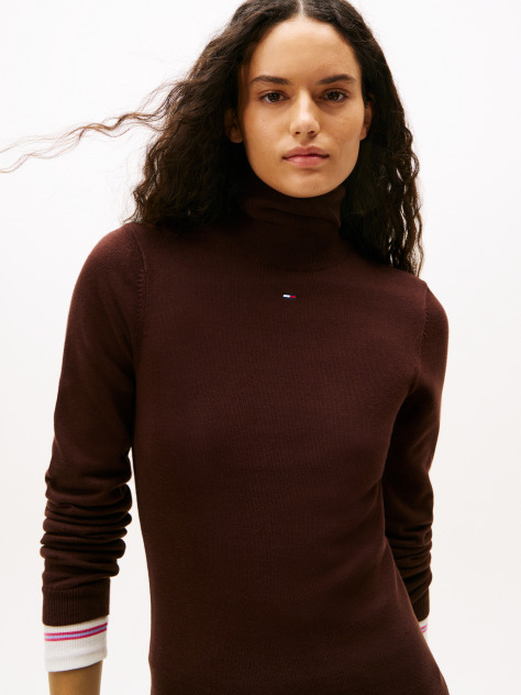 Brown Slim Midi Turtleneck Jumper Dress  Women