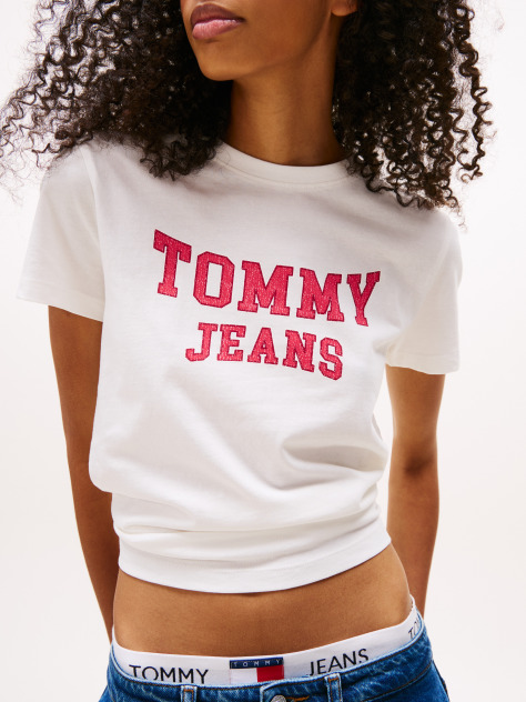 Beige Varsity Crew Neck T-Shirt  Women