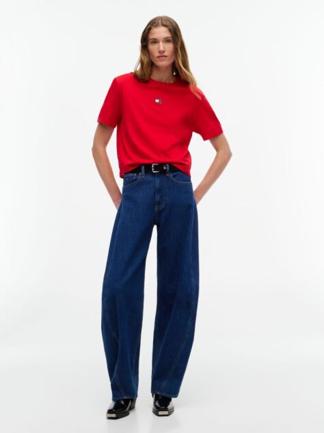 Red Boxy Badge Tee  Women