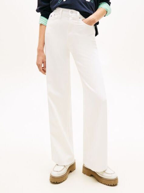 Denim Claire High Rise Wide Leg White Jeans  Women