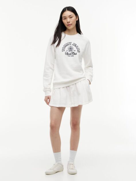 White Textured Twill Pleated Flared Mini Skirt  Women