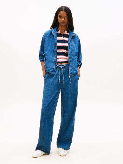 Denim Chambray Denim Loose Drawstring Trousers  Women