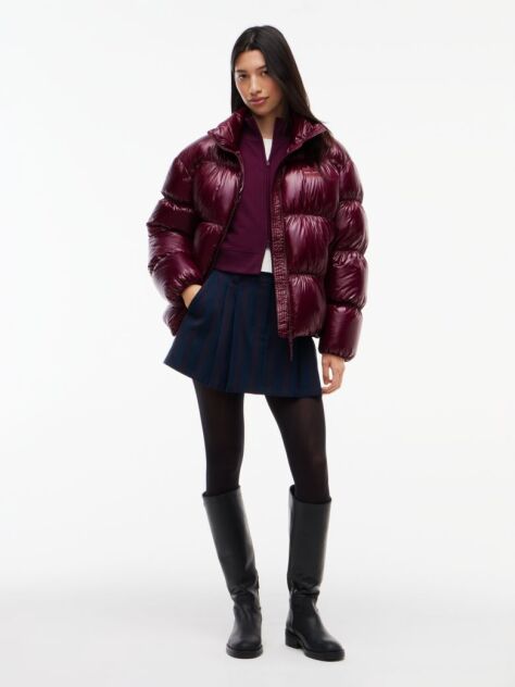 Purple Shiny Down Ripstop Relaxed Puffer Jacket  Women