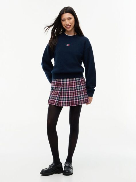 Blue Tommy Badge Fluffy Jumper With Alpaca  Women