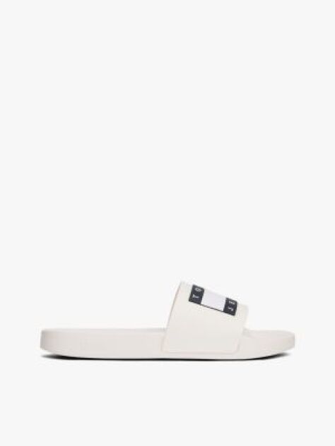 White Essential Flag Badge Pool Slides  Men