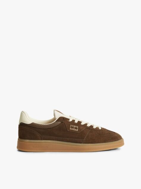 Brown The Greenwich Metallic Logo Suede Trainers  Men