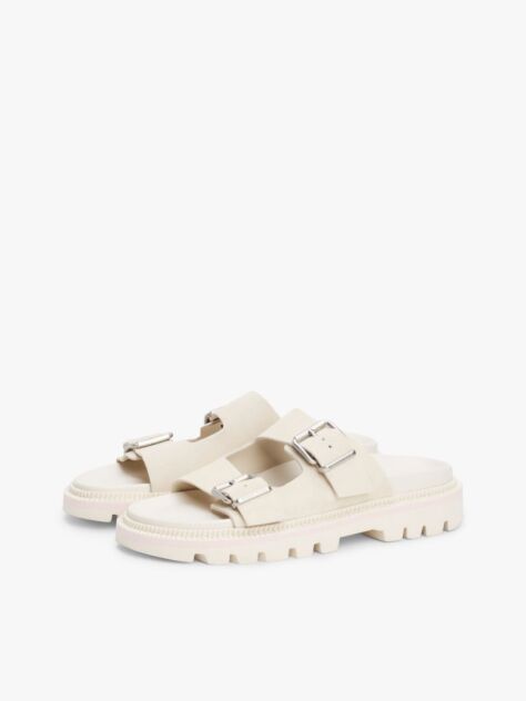 White Suede Double Strap Cleat Sandals  Women