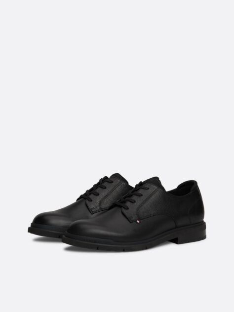 Black Pebble Grain Leather Derby Shoes  Men