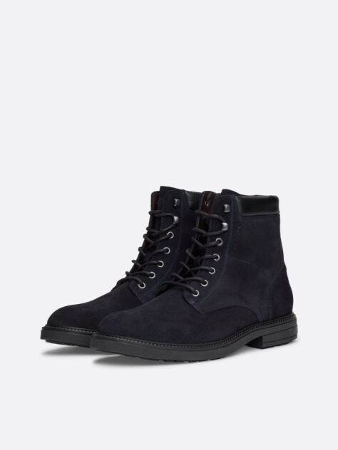 Blue Suede Lace-Up Mid Boots  Men