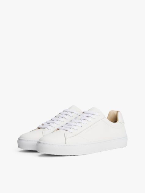 White Leather Cupsole Trainers  Men