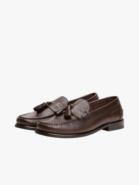 Brown Leather Tassel Loafers  Men