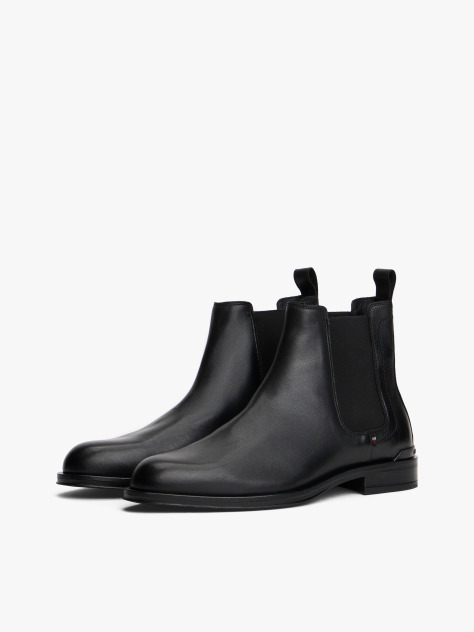 Black Leather Chelsea Boots  Men