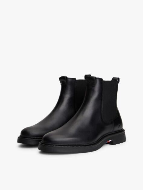Black Lightweight Leather Chelsea Boots  Men