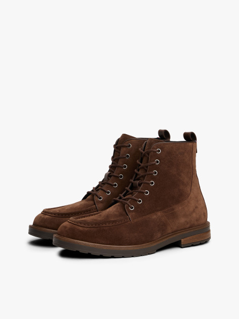 Brown Cleat Suede Moc Toe Boots  Men