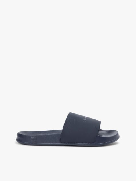 Blue Logo Textured Pool Slides  Men