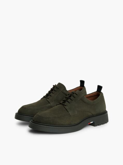 Green Suede Lace-Up Derby Shoes  Men