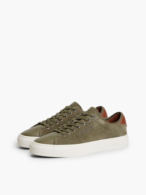 Green New York Label Suede Contrast Heel Trainers  Men