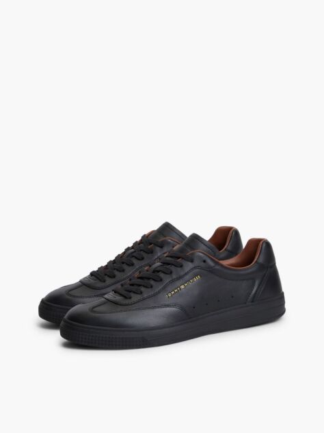Black New York Label Luxe Leather Trainers  Men