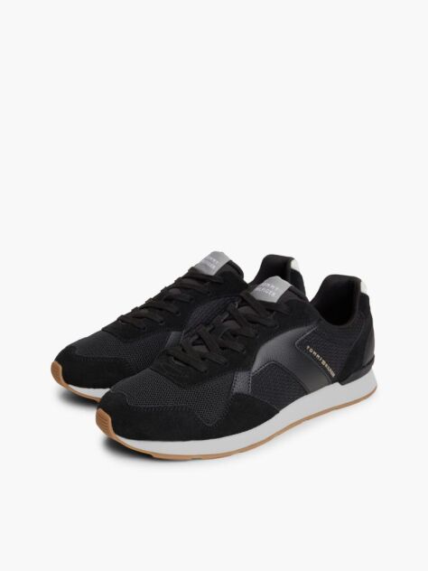 Grey Logo Mixed Texture Trainers  Men