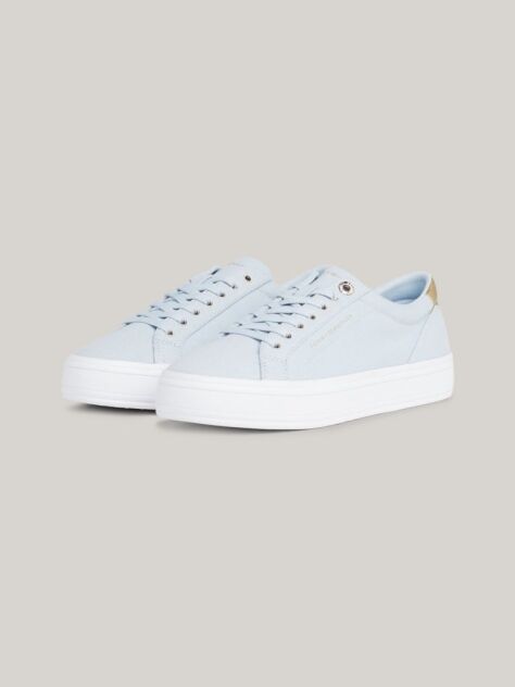 Blue Metallic Heel Canvas Trainers  Women