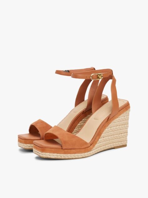 Brown TH Monogram Leather Wedge Sandals  Women