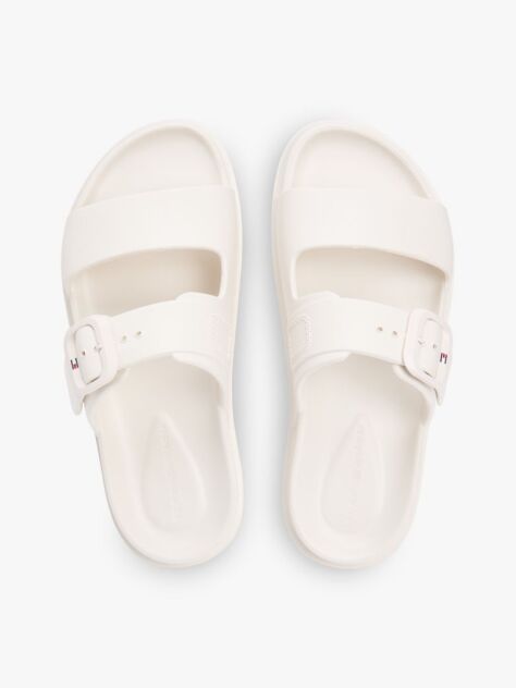 Beige Double Strap Enamel Flag Lightweight Sandals  Women
