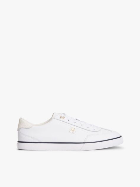 White Leather TH Monogram Lace-Up Trainers  Women