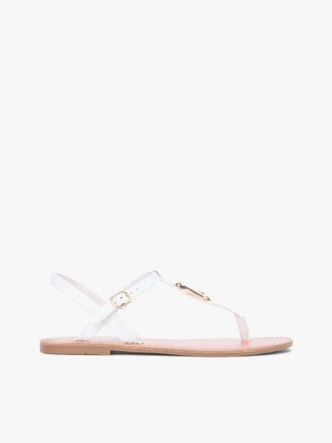 White Leather TH Monogram Strap Sandals  Women