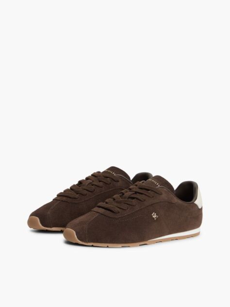 Brown Suede TH Monogram Low Profile Trainers  Women