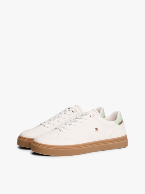 Beige TH Monogram Leather Trainers  Women