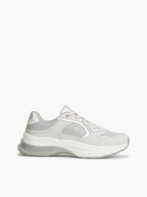 Grey TH Monogram Leather Chunky Trainers  Women