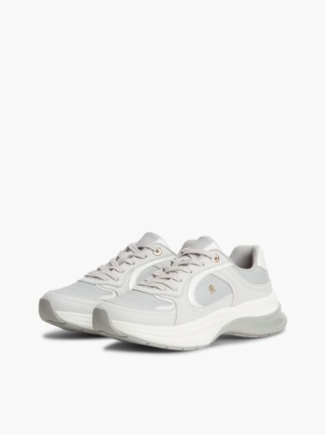 Grey TH Monogram Leather Chunky Trainers  Women