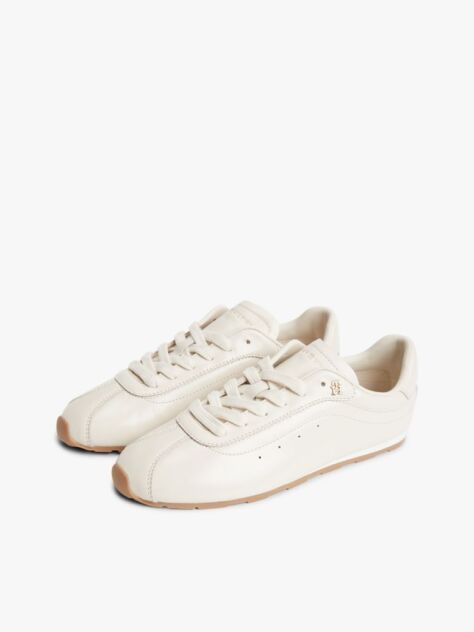 Beige TH Monogram Plaque Leather Trainers  Women