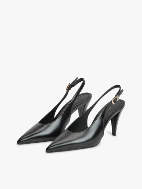Black TH Monogram Leather Slingback High Heels  Women