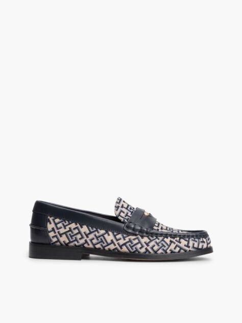 Blue TH Monogram Penny Loafers  Women