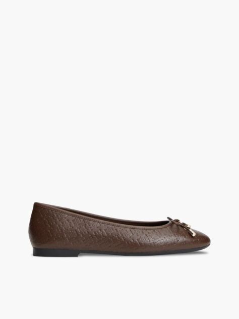 Brown TH Monogram Embossed Leather Ballerinas  Women