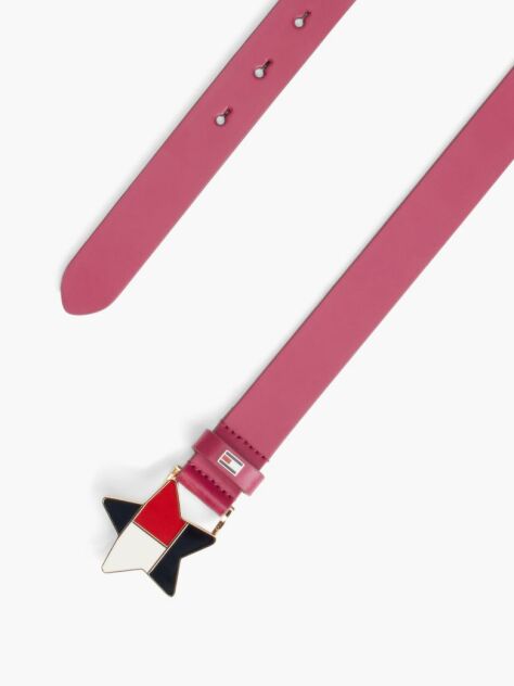 Red Kids’ Leather Star Flag Buckle Belt  Girls