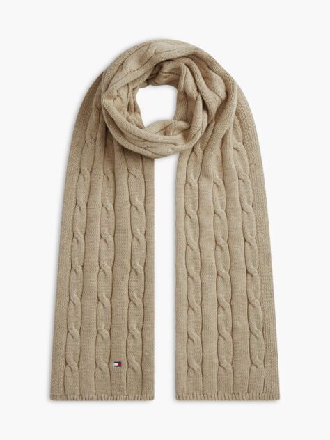 Beige Kids' Cable Knit Flag Embroidery Scarf  Kids Unisex