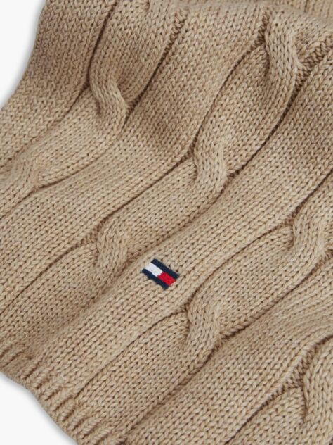 Beige Kids' Cable Knit Flag Embroidery Scarf  Kids Unisex