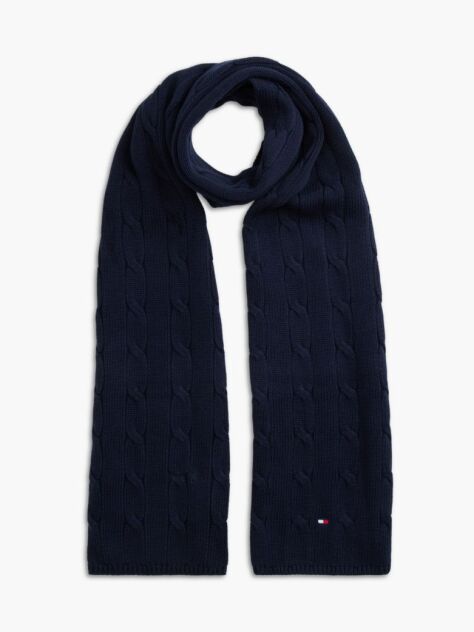 Blue Kids' Cable Knit Flag Embroidery Scarf  Kids Unisex